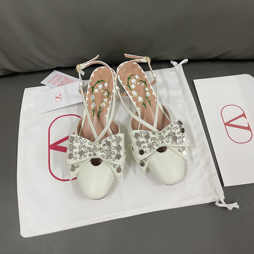 VALENTINO BOWOW crystal-embellished sheepskin high heels (heel height 4.5 cm)